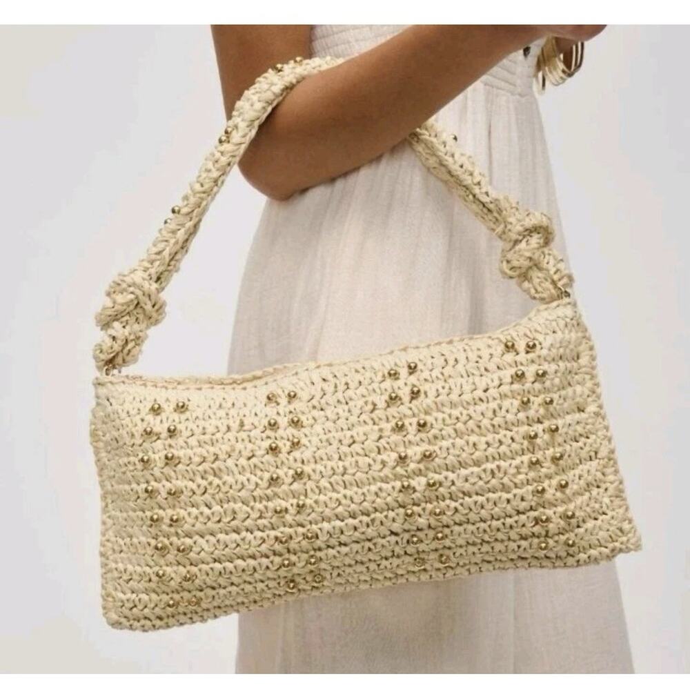 Urban Expressions Clarissa Beaded Shoulder Bag Ivory Gold - Picture 7 of 7